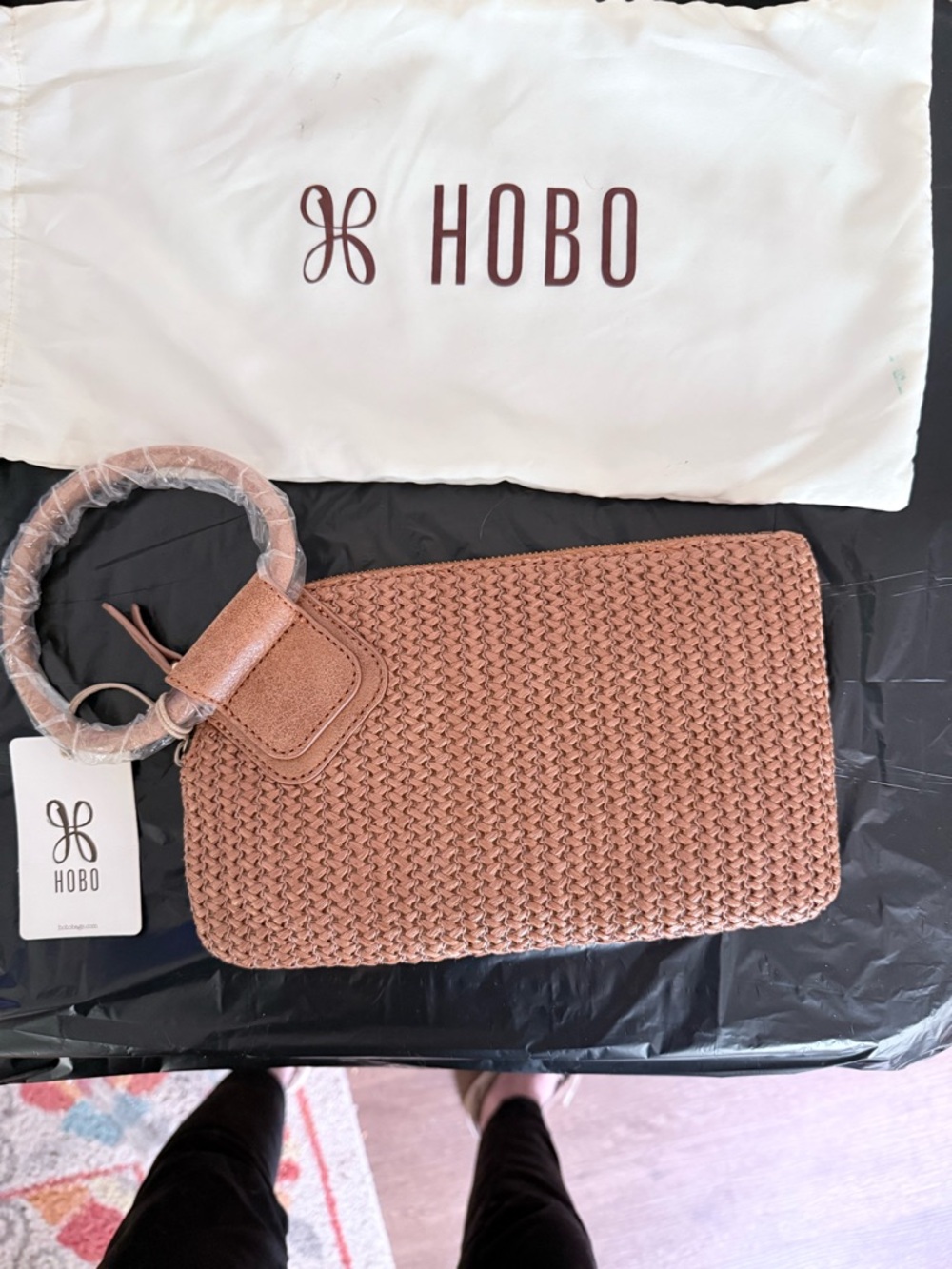 HOBO Woven Ring-Handle Wristlet Clutch - Rose